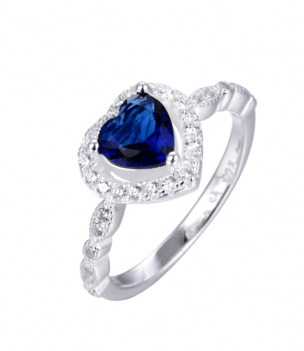 Anillo Corazón con Piedra Azul