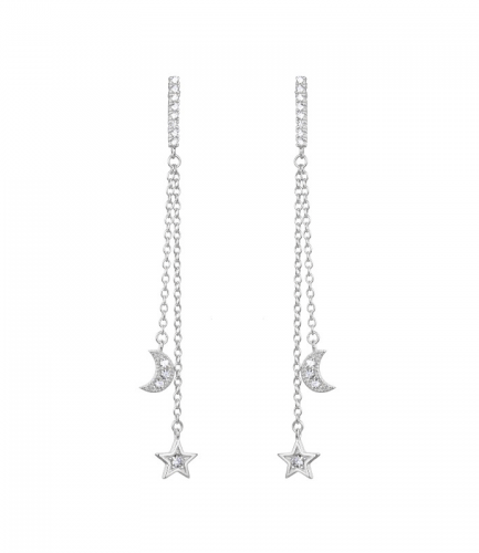 Aros Pasante Colgantes Luna y Estrella