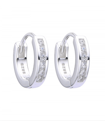 Aros Argollas con Piedras Blancas 12mm