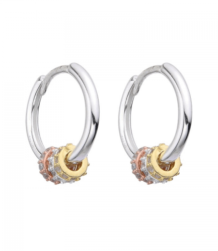 Aros Argollas Lisas con circones Tricolor 15 mm