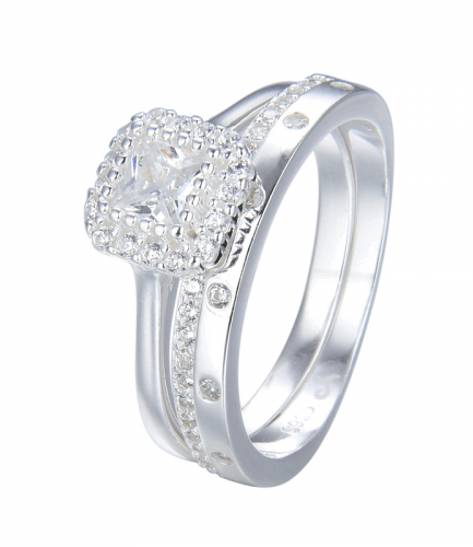 Anillo Doble con Piedras Matrimonio