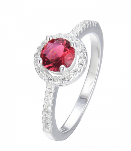 Anillo con Piedra Roja Redonda