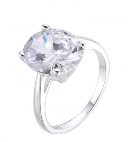 Anillo con Piedra Blanca Ovalada