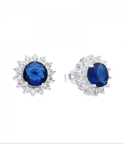 Aros Pasantes Flor con Piedra Azul