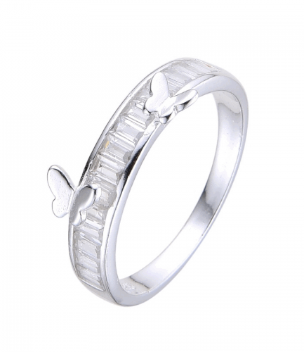 Anillo de Mariposa con Piedras Blanca
