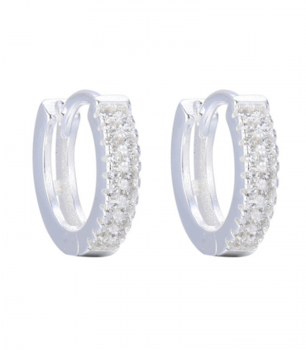 Aros Argollas con piedras BLancas 14 mm