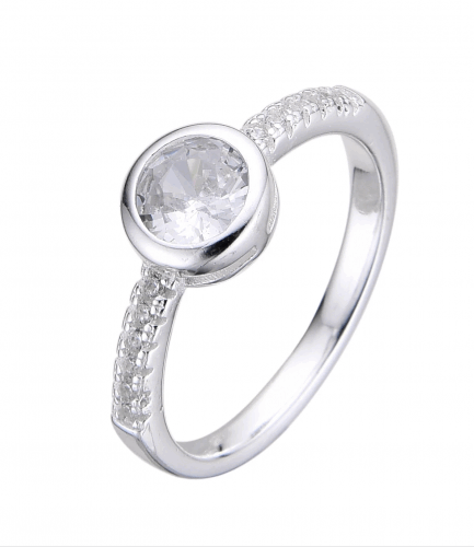 Anillo Redondo con Piedra Blanca