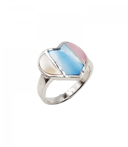 Anillo Corazón Nacar Rosa Azul Amarillo