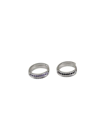 Aros Argollas con Piedras Negra y Violeta 12MM