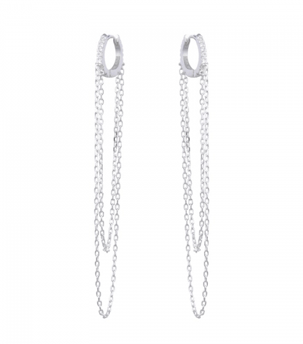 Aros Argollas con Piedras con Cadenas Colgantes 14 MM
