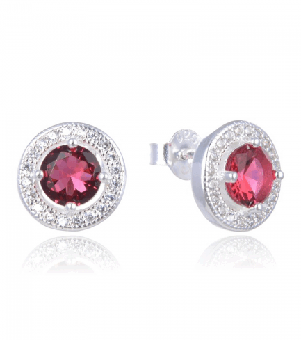 Aros Pasantes con Piedra Fucsia