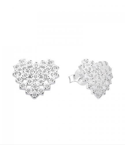 Aros Pasantes Corazón con Piedras