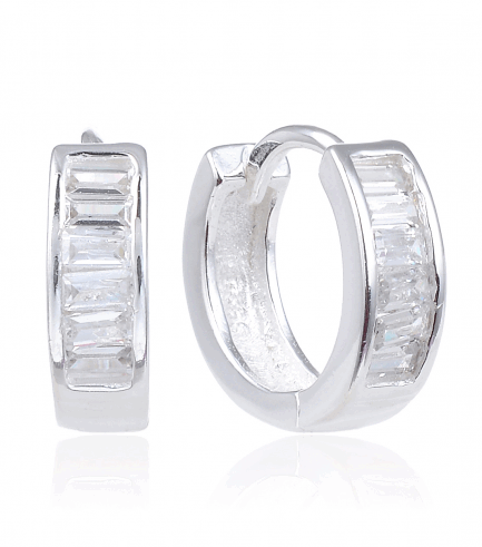 Aros Argollas con Piedras Baguette 14 MM