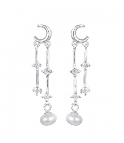 Aros Pasantes Luna y Perlas