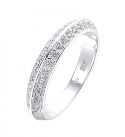 Anillo con Dos Lineas de Piedras Blancas
