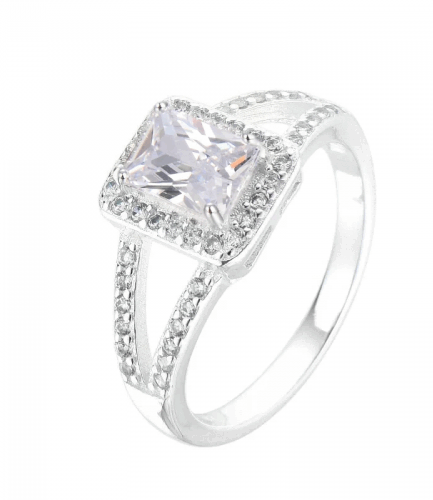 Anillo con Piedra Rectangular Blanca