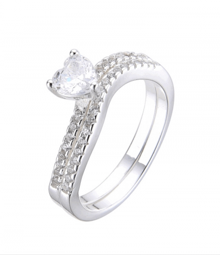 Anillo Matrimonio Doble con Piedras