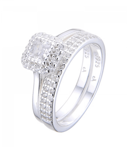 Anillo Matrimonio Doble con Piedras