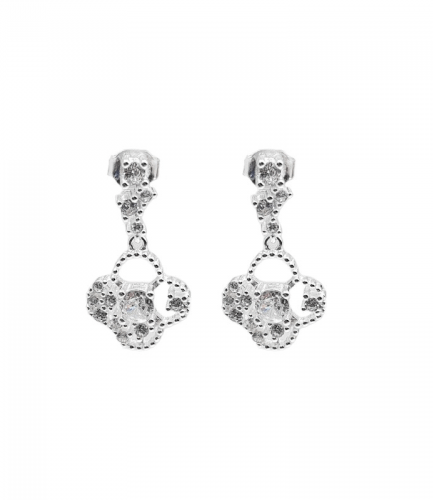 Aros Colgantes Flor con Piedras