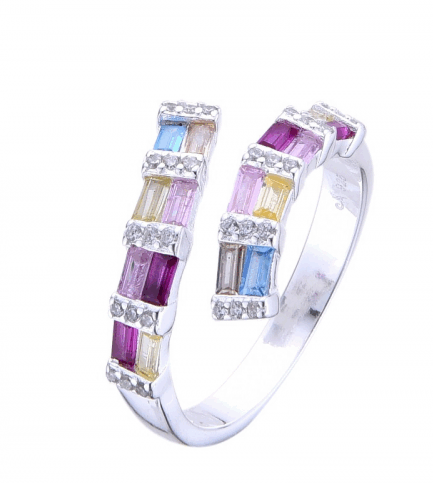 Anillo con Piedras de Colores Ajustable