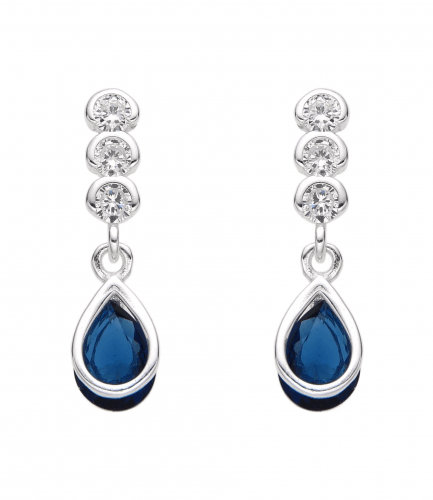 Aros Pasantes con Piedra Azul Colgante