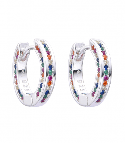 Aros Argollas con Piedras Multicolores 15MM