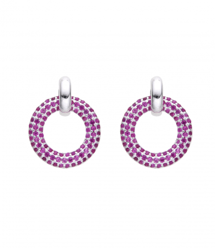 Aros Pasantes con Aros Piedras Fucsia