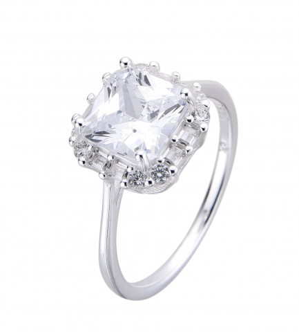 Anillo con Piedra Cuadrada Blanca