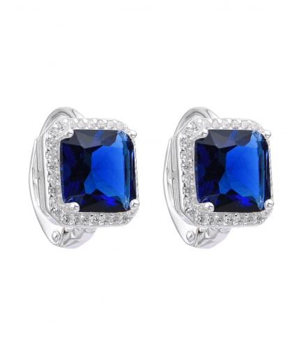 Aros Cuadrado con Piedra Azul