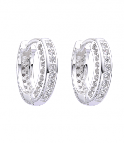 Aros Argollas con Piedras Blancas 14MM