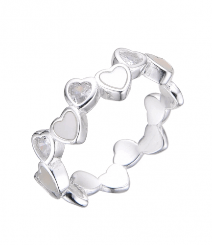 Anillo Corazones con Piedra y Nacar