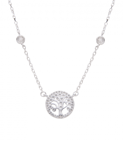 Cadena y Dije Árbol con Piedras