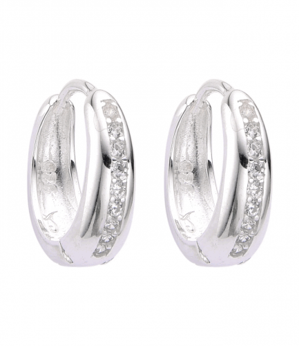 Aros Argollas con Piedra Blanca 15MM