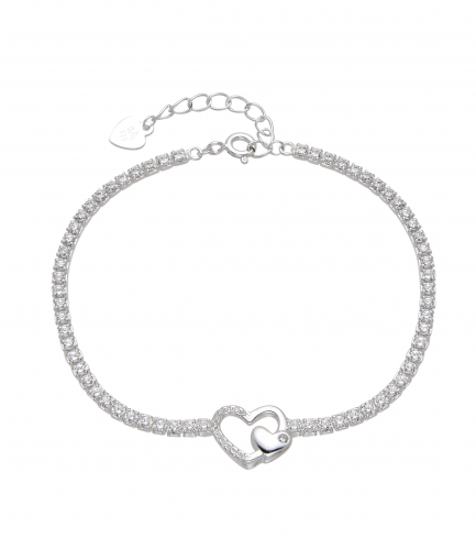 Pulsera Tennis con Dije de Corazón en el Centro