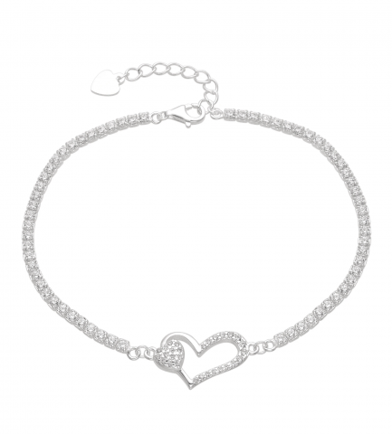 Pulsera Tennis con Corazón en el Centro con Piedras