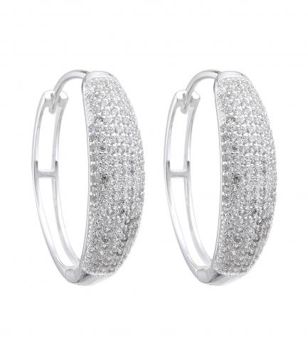 Aros Argollas con Piedras Blancas 27MM