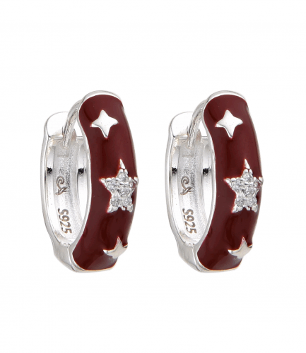 Aros Argollas Bordo con Estrellas en Plata 16MM