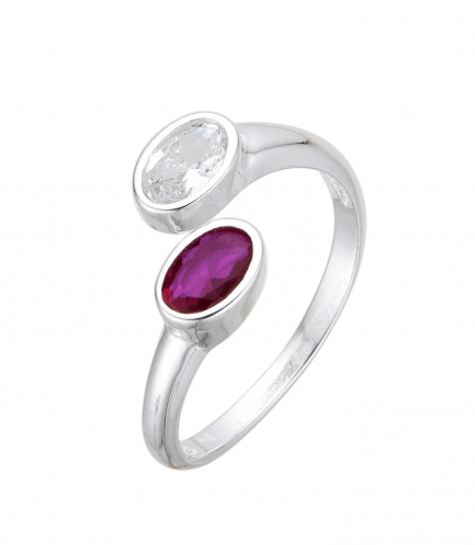 Anillo con Puntos de Luz Blanco y fucsia