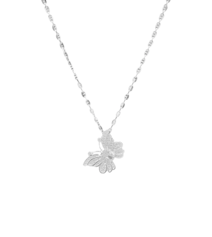 Cadena y Dije Mariposa con Piedras Blancas