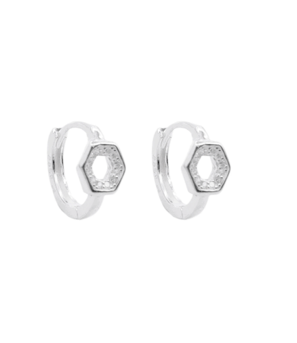 Aros Argollas Hexagono con Piedras 12MM