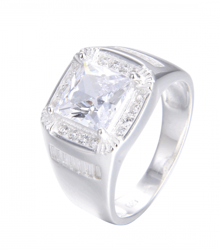 Anillo con Piedra Cuadrada Blanca