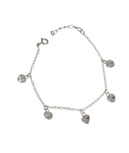 Pulsera con Dijes Corazón Piedras Blancas