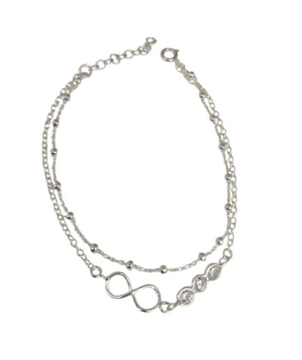 Pulsera con Dije de Infinito y Piedras Blancas