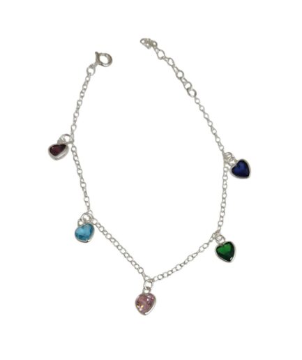 Pulsera con Dijes Corazón con Piedras de Colores