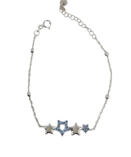 Pulsera con Estrellas Azules y de Plata en el Centro